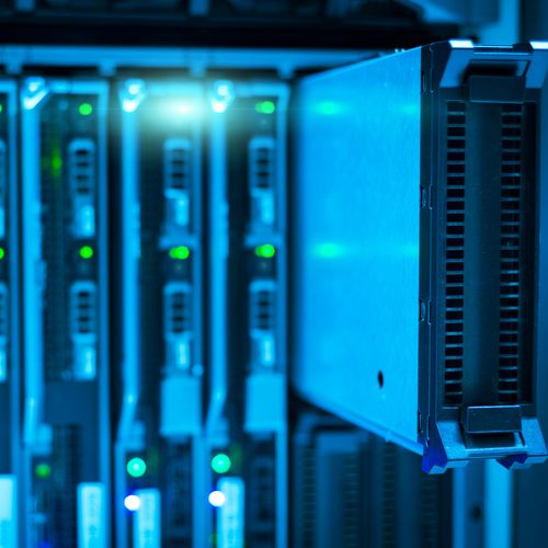 Closeup of server hardware